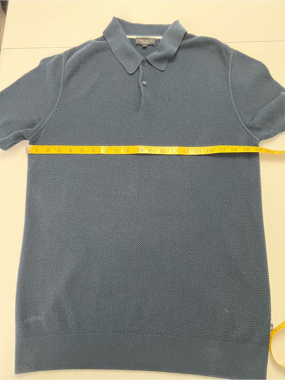 Ted Baker London Navy Textured Knit Resort Vacation Short Sleeve Polo Shirt - Picture 8 of 13